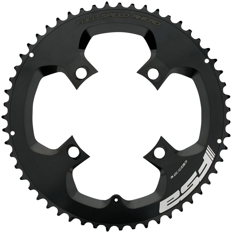 FSA SL-K Super Road Chainring 1x 50T Tooth Count 110BCD Asymmetric Bolt Pattern 4-Bolt Interface – BLK
