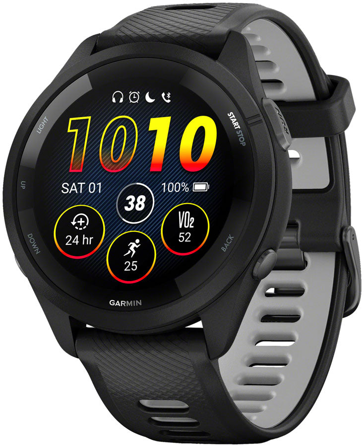 Garmin Forerunner 265 GPS Smartwatch - 46mm BLK Bezel Case BLK/Powder Gray Silicone Band