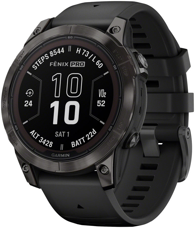 Garmin fenix 7 Pro Sapphire Solar Smartwatch - 47mm Carbon Gray DLC Titanium Case BLK Band