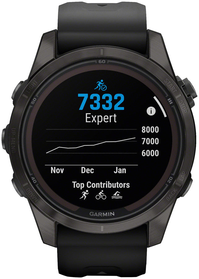 Garmin fenix 7S Pro Sapphire Solar Smartwatch - 42mm Carbon Gray DLC Titanium Case BLK Band