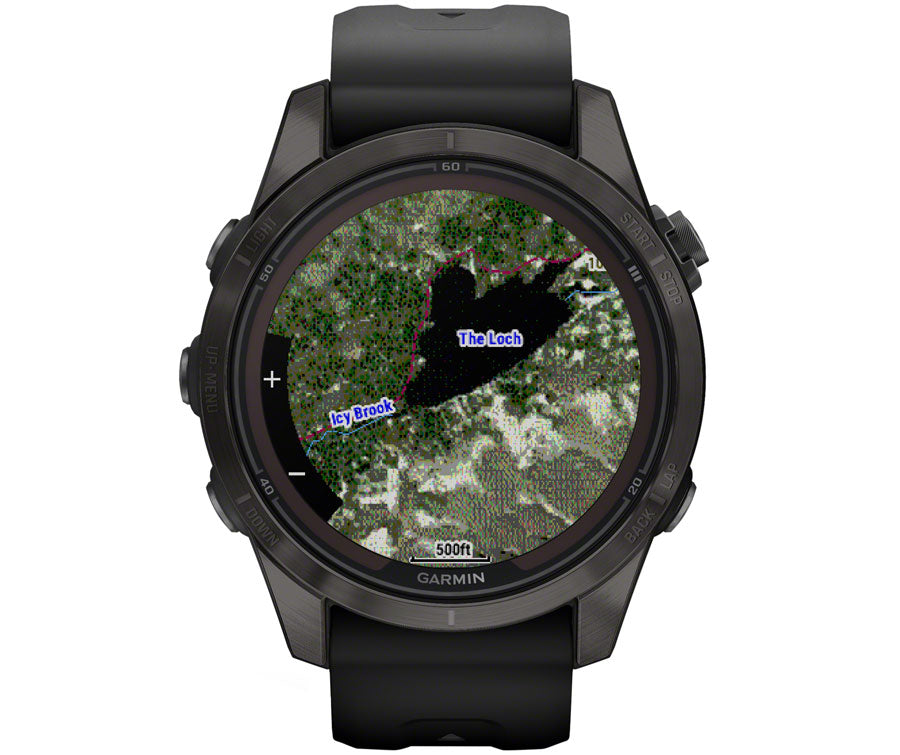 Garmin fenix 7S Pro Sapphire Solar Smartwatch - 42mm Carbon Gray DLC Titanium Case BLK Band