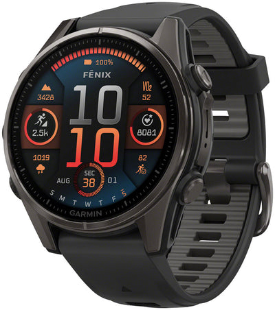 Garmin fenix 8 Smartwatch - 43mm AMOLED Sapphire Carbon Gray DLC Titanium BLK/Pebble Gray Silicone