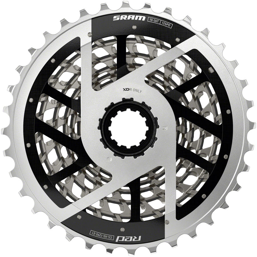 SRAM RED XG-1290 Cassette - 12-Speed, 10-28t, For XDR Driver Body, Silver, E1