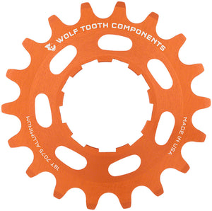 Wolf Tooth Single Speed Aluminum Cog - 18t Compatible 3/32" Chains Orange