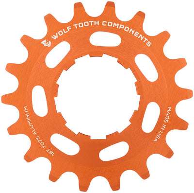 Wolf Tooth Single Speed Aluminum Cog - 18t Compatible 3/32" Chains Orange
