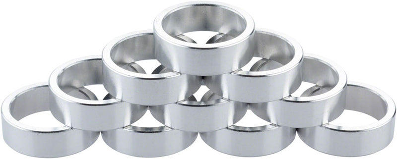 Problem Solvers Headset Stack Spacer - 25.4 10mm Aluminum Silver Bag of 10