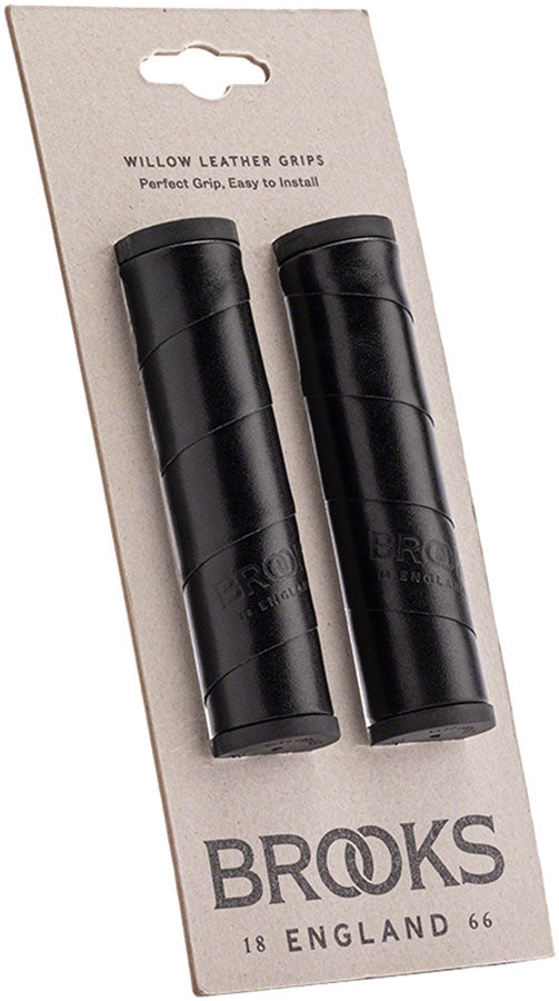 Brooks Willow Leather Grips - Black 130/130mm