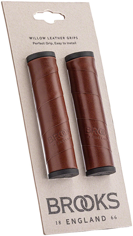 Brooks Willow Leather Grips - Antique Brown 130/130mm