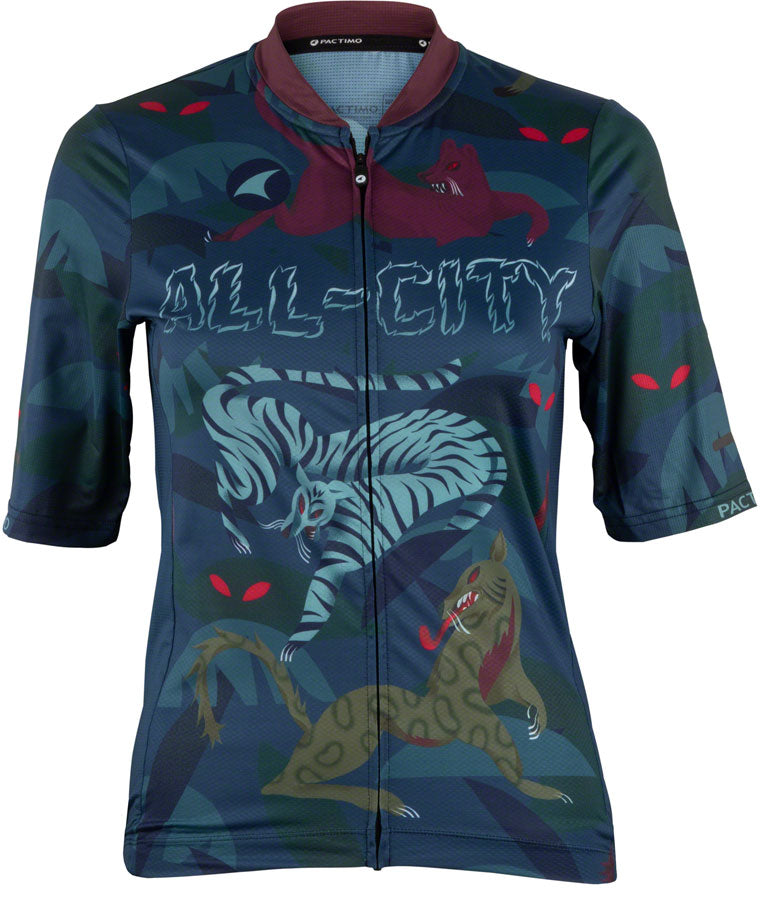 All-City Night Claw Womens Jersey - Dark Teal Spruce Green Mulberry Large