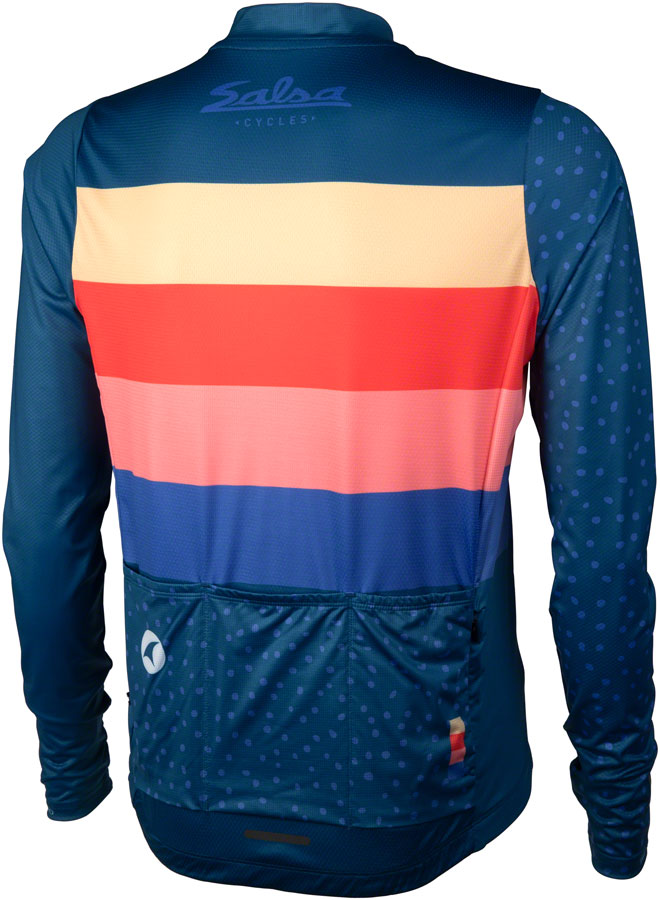 Salsa Team Polytone Womens Long Sleeve Jersey - Dark Blue w/ Stripes Medium