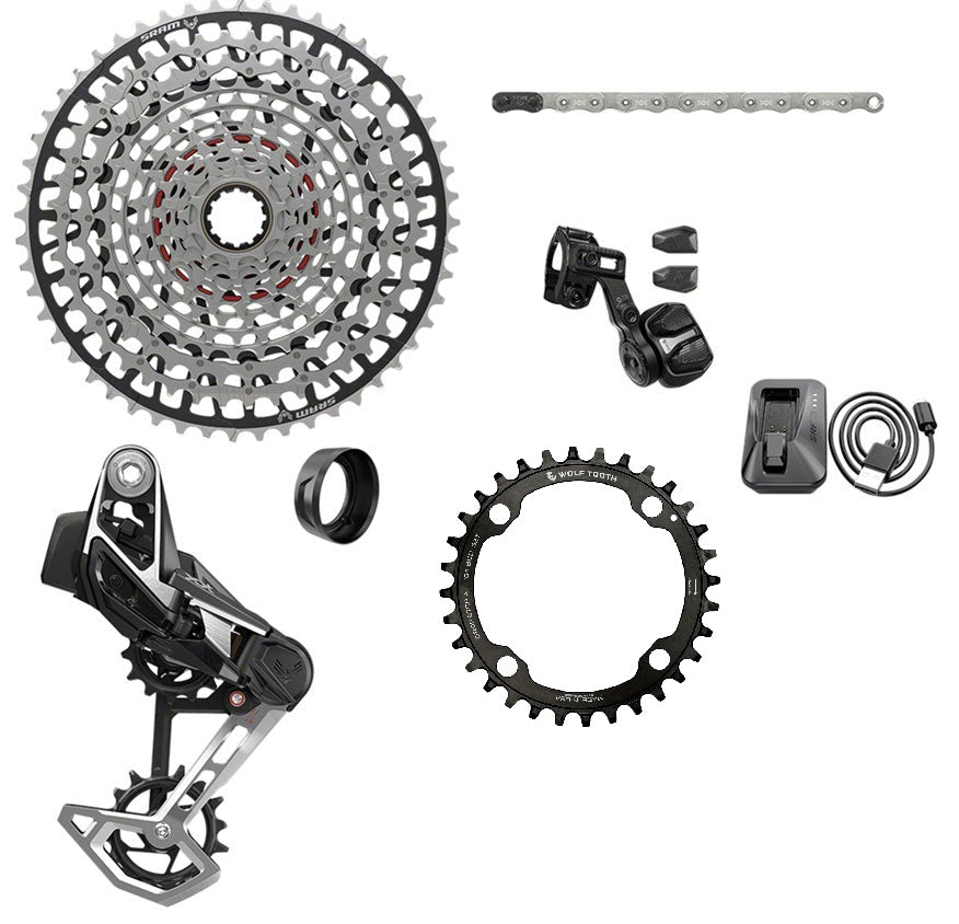 SRAM XX Eagle T-Type Ebike AXS Groupset - Wolftooth 104BCD 34T Chainring, Derailleur, Shifter, 10-52t Cassette, Arms not included