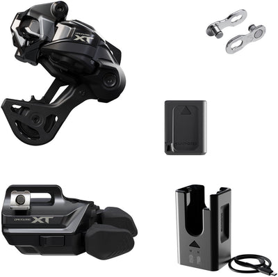 Shimano Deore XT M8250 Di2 Wireless Upgrade Kit - M8250-GS Rear Derailleur, M8250-IR I-SPEC EV Shifter, Battery, Charger, Quick Link
