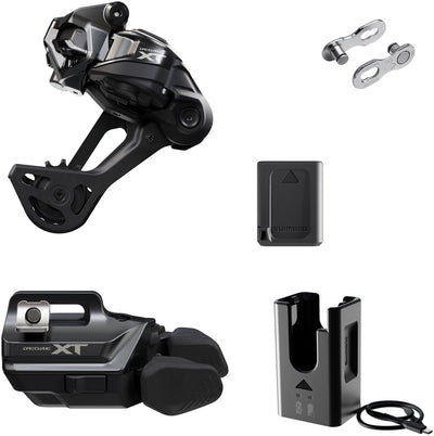 Shimano Deore XT M8250 Di2 Wireless Upgrade Kit - M8250-SGS Rear Derailleur, M8250-IR I-SPEC EV Shifter, Battery, Charger, Quick Link