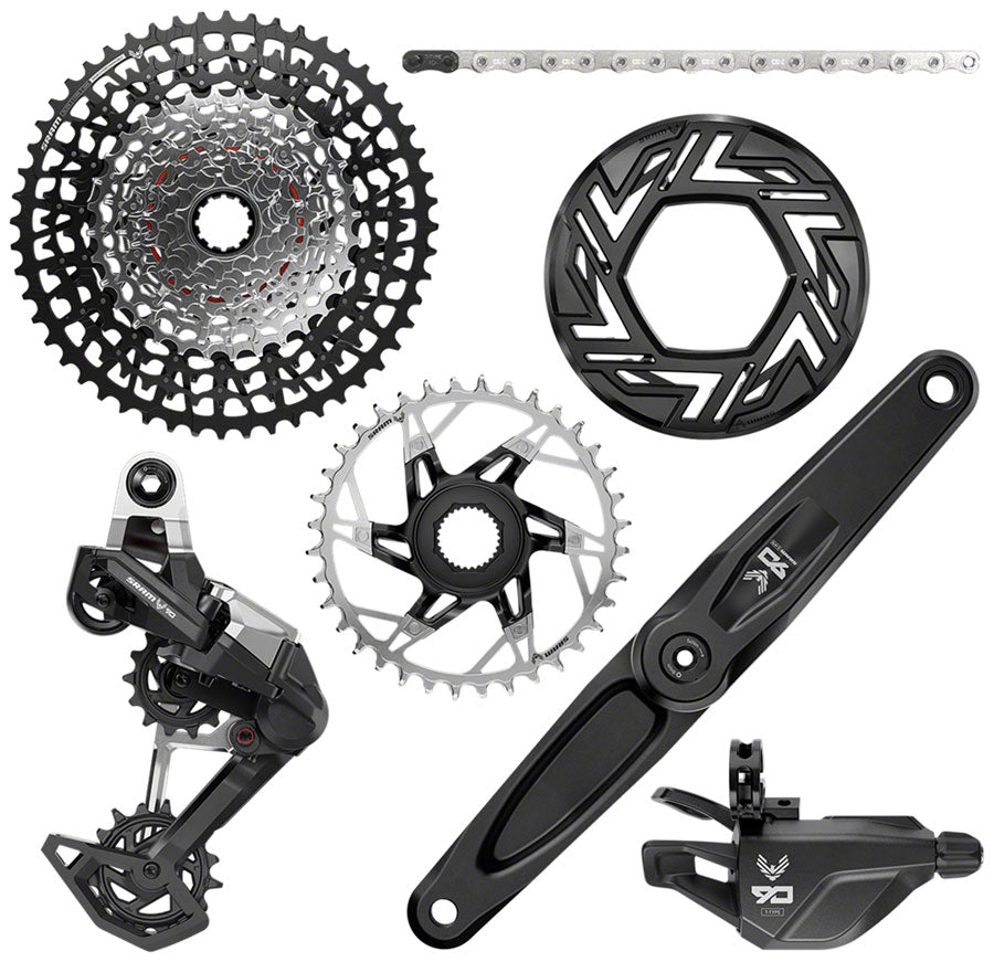 SRAM Eagle 90 Ebike Groupset -  165mm  Bosch 36T Clip-on Guard Chain XS-1275 10-52t Single Click Shifter Rear Derailleur