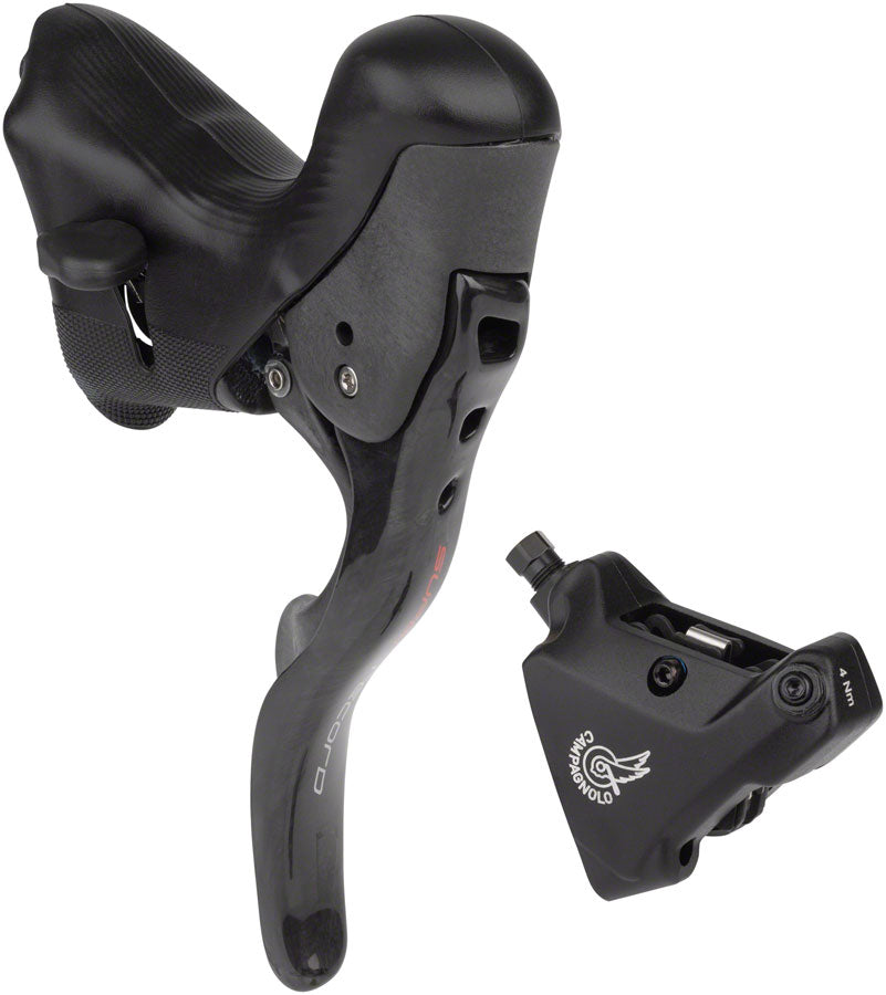 Campagnolo Super Record Ergopower Hydraulic Brake/Shift Lever Disc Caliper - Left/Front 12-Speed 140mm Flat Mount Caliper BLK