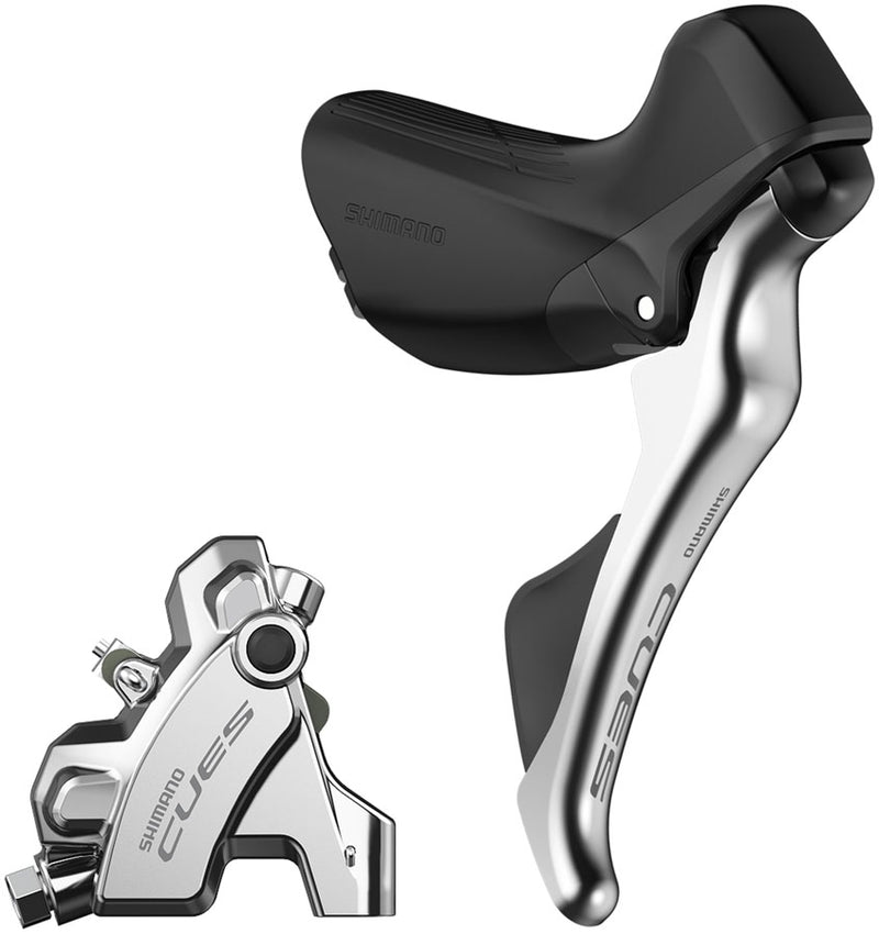 Shimano CUES ST-U6030 Shift/Brake Lever BR-U6030 Hyd Disc Brake Caliper - Right/Rear 10/11-Spd Flat Mount For 25mm Mount Silver