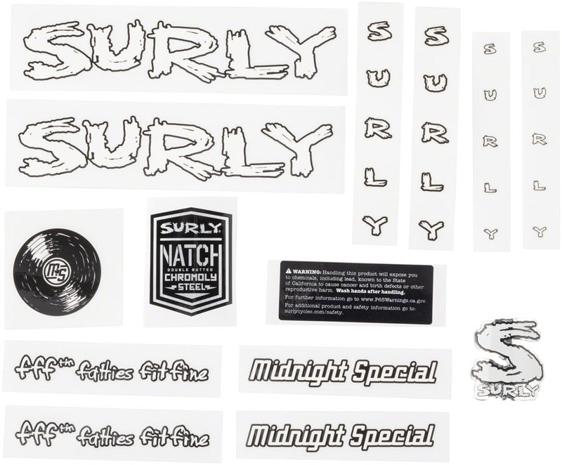 Surly Midnight Special Frame Decal Set - White with Record
