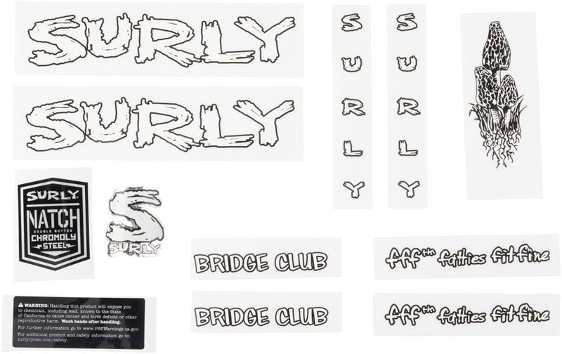 Surly Bridge Club Frame Decal Set - White with Mushrooms