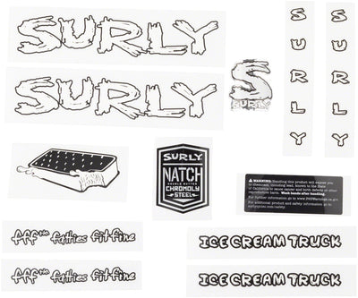 Surly Ice Cream Truck Frame Decal Set - White with Ice Cream Sandwich