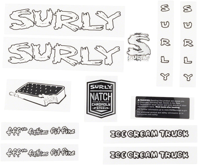 Surly Ice Cream Truck Frame Decal Set - White with Ice Cream Sandwich