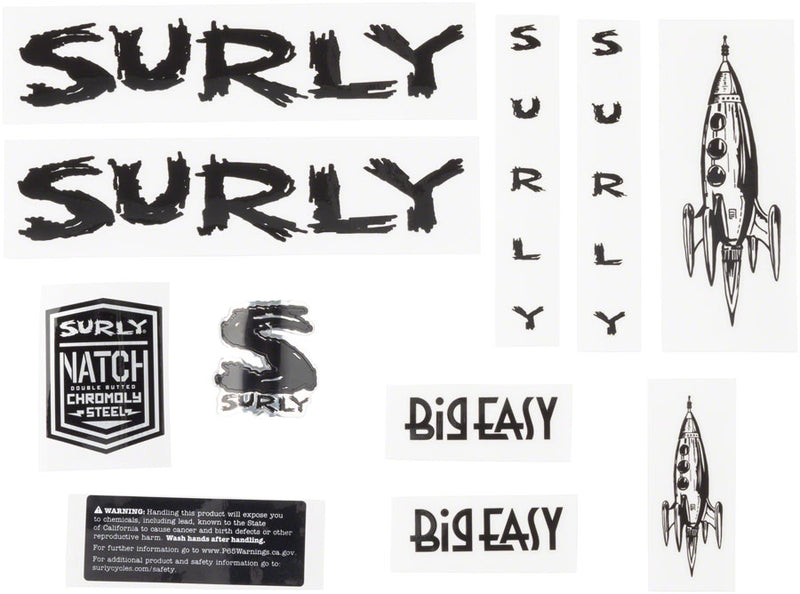 Surly Big Easy Frame Decal Set - Black with Rocket