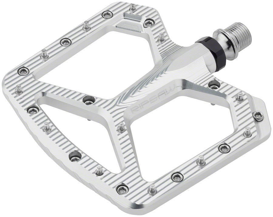 Wolf Tooth Ripsaw Aluminum Pedals - Platform Aluminum 9/16" Black Raw Silver