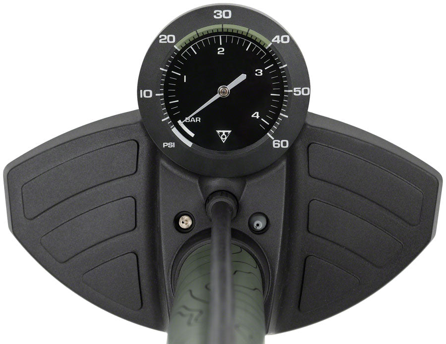 Topeak Joeblow Mountain II Floor Pump - Steel Barrel / Plastic Base 3.5" Gauge 60 Psi /4 Bar Twinhead