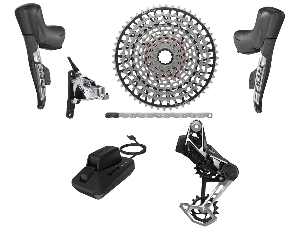 SRAM Red AXS XX / XX SL Mullet Transmission T-Type Groupset - Red eTap HRD D1 Shifters, T-Type Rear Derailleur Chain, Cassette, Battery/Charger