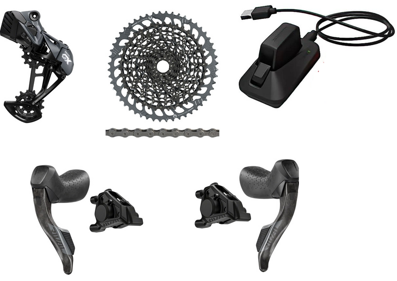 SRAM Rival E1 GX AXS Mullet Groupset - Rival eTap HRD Shifters E1, GX AXS Rear Derailleur, Battery/Charger, Chain & Cassette