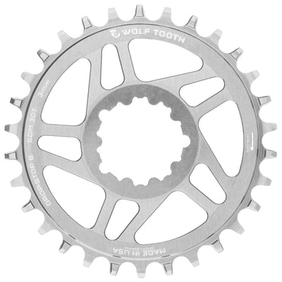 Wolf Tooth Direct Mount Chainring - Raw Silver, SRAM Direct Mount, Drop-Stop B, For SRAM 3-Bolt Boost Cranks, 3mm Offset