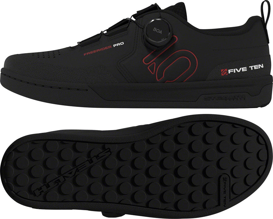 Five Ten Freerider Pro BOA Flat Shoes - Mens Core Black/Red/FTWR White 8.5