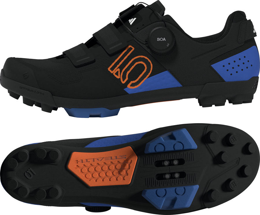Five Ten Kestrel BOA Mountain Clipless Shoes - Mens Core BLK/Pure Orange/Ray Blue 10