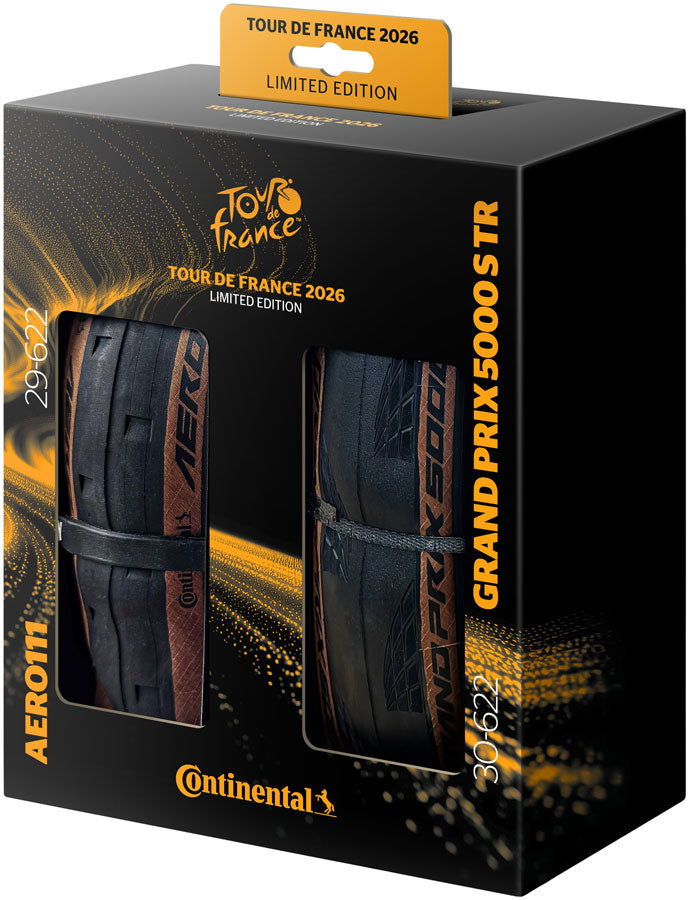 Continental Tour de France Tire Set - Aero 111 700 x 29 Front / Grand Prix 5000 S TR 700 x 30 Rear, Tubeless, Folding, Black/Transparent