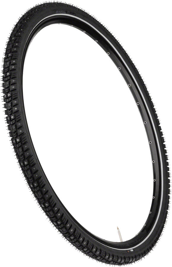 45NRTH Gravdal Tire - 700 x 45 Tubeless Folding BLK 60 TPI 240 Concave Carbide Aluminum Studs