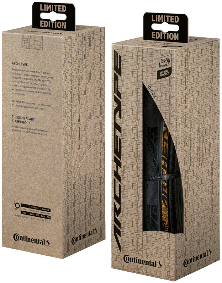 Continental Archetype Tire - 700 x 30, Tubeless, Folding, Black/Tour de France Limited Edition, BlackChili, ACT, Lazer Grip