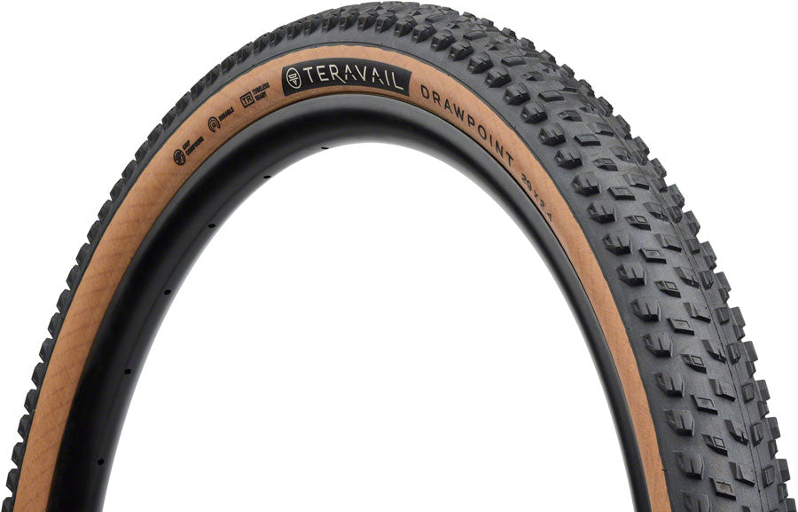 Teravail Drawpoint Tire - 29 x 2.4 Tubeless Folding Tan Light Trail Grip Compound