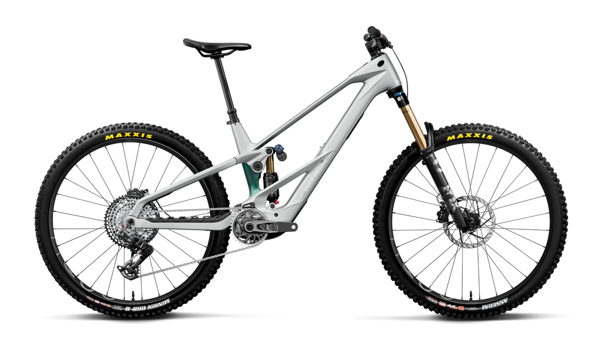 Orbea Wild LT M-Team RS 2027 - Smooth Silver (Matt) - Escape Green C. View (Gloss) - drive side view