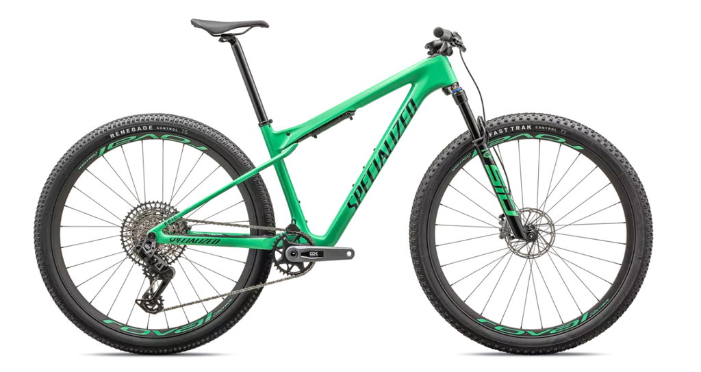 2024 Specialized Epic World Cup Expert 29" Carbon Mountain Bike - X-Small, GLOSS ELECTRIC GREEN / FOREST GREEN PEARL
