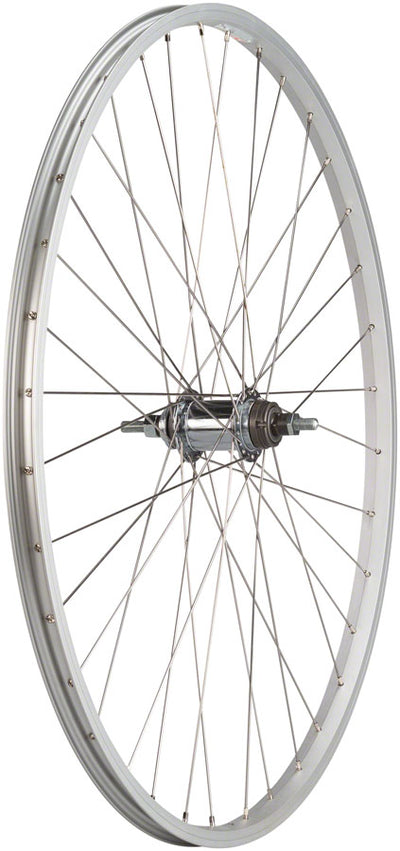 Quality Wheels Value Single Wall Series Coaster Brake Rear Wheel - 700c 3/8" x 124mm Coaster Brake 3 Prong Cog Silver