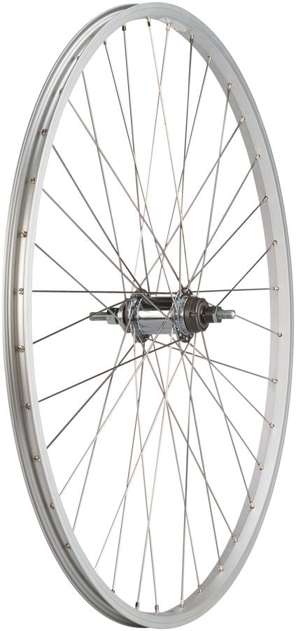 Quality Wheels Value Single Wall Series Coaster Brake Rear Wheel - 700c 3/8" x 124mm Coaster Brake 3 Prong Cog Silver