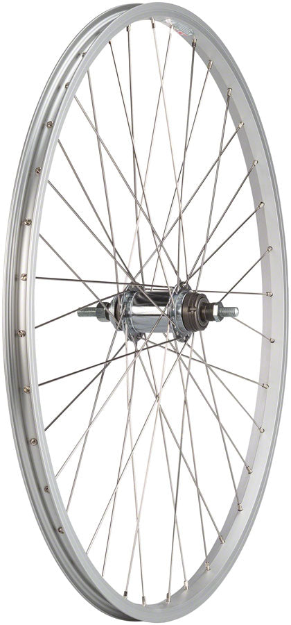 Quality Wheels Value Single Wall Series Coaster Brake Rear Wheel - 26" 3/8" x 124mm Coaster Brake 3 Prong Cog Silver