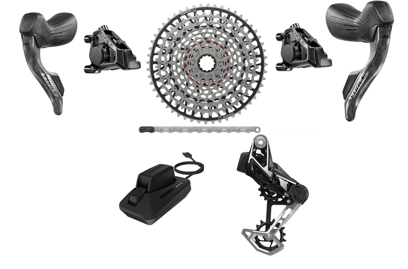 SRAM Force E1 AXS X0 / XX Mullet Transmission T-Type Groupset - Force eTap HRD E1 Shifters, T-Type Rear Derailleur Chain, Cassette, Battery/Charger