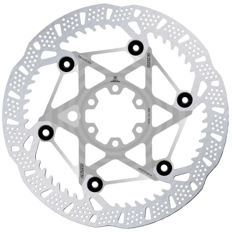 Galfer Shark Evo 180mm Rotor 6-Bolt 2.0mm Raw Silver