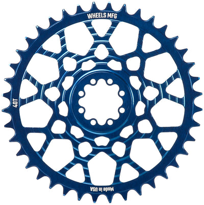 Wheels Manufacturing Gravel Direct Mount Chainring - 40t SRAM 8-Bolt Direct Mount 6.5mm Inboard OffsetT-Type Chain Compatible Blue