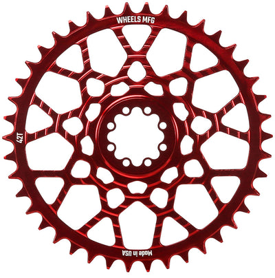 Wheels Manufacturing Gravel Direct Mount Chainring - 42t SRAM 8-Bolt Direct Mount 6.5mm Inboard Offset T-Type Chain Compatible Red