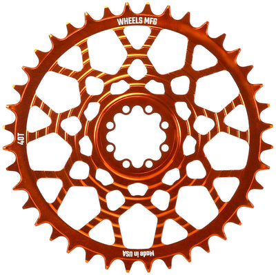 Wheels Manufacturing Gravel Direct Mount Chainring - 40t SRAM 8-Bolt Direct Mount 6.5mm Inboard OffsetT-Type Chain Compatible Orange