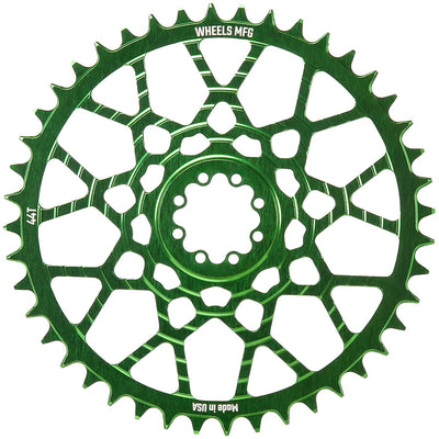 Wheels Manufacturing Gravel Direct Mount Chainring - 44t SRAM 8-Bolt Direct Mount 6.5mm Inboard Offset T-Type Chain Compatible Green