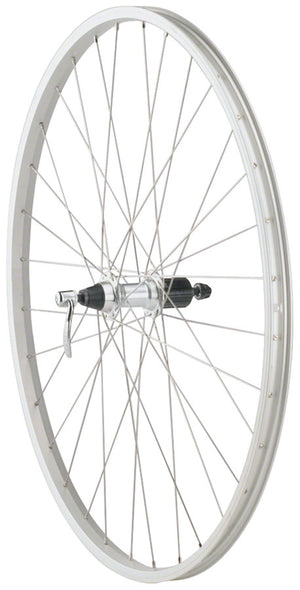 Quality Wheels Value Single Wall Series Rear Wheel - 700 QR x 135mm Rim Brake HG 10 Silver Clincher 36H