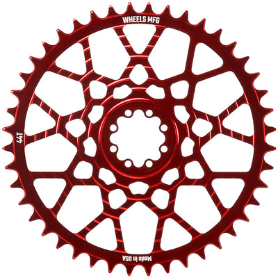 Wheels Manufacturing Gravel Direct Mount Chainring - 44t SRAM 8-Bolt Direct Mount 6.5mm Inboard Offset T-Type Chain Compatible Red