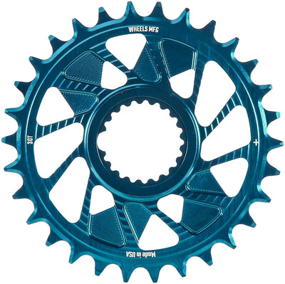 Wheels Manufacturing Direct Mount Chainring - 30t Shimano Direct Mount 1.5mm Inboard Offset HG+ Chain Compatible Teal